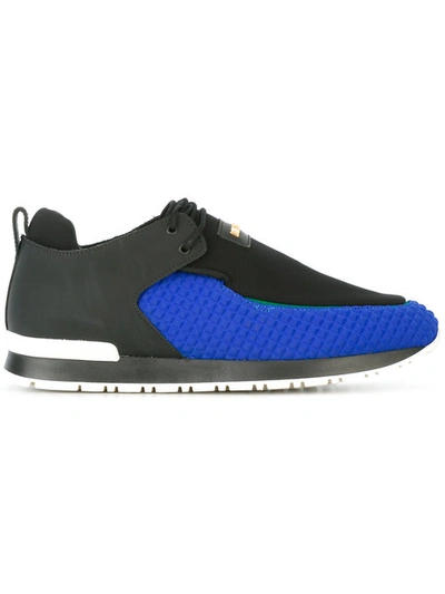 Balmain Woman Leather-trimmed Quilted Neoprene And Canvas Trainers Blue
