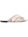 Fendi Flat Sandals With Embroideries In Multicolour
