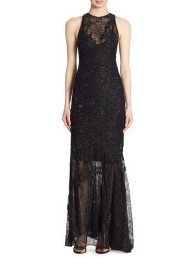 Shop Jonathan Simkhai Sequin Lace Gown In Black