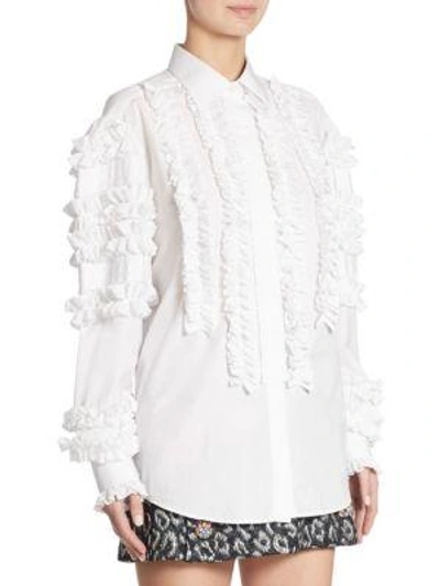 Shop Dolce & Gabbana Ruffled Poplin Shirt In White