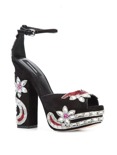 Shop Dsquared2 Crystal-embellished Sandals In Black