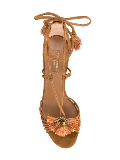 Shop Aquazzura 'samba' Sandals In Brown