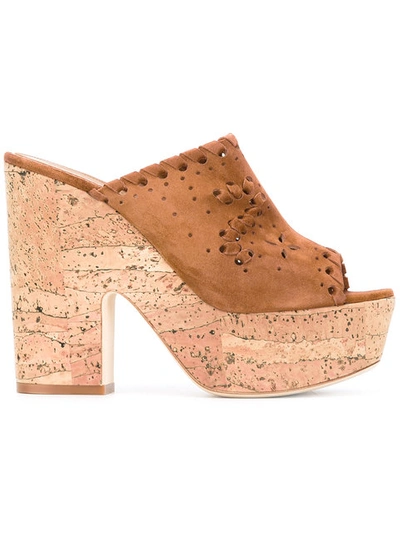 Le Silla Slip On Wedges In Brown
