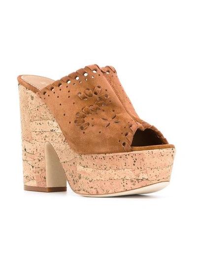 Shop Le Silla Slip On Wedges In Brown