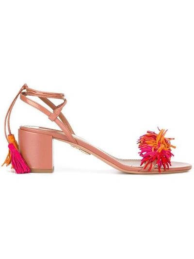 Aquazzura Tassel Block Heel Sandals