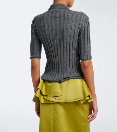 Plan C Wool Polo Sweater In Gray