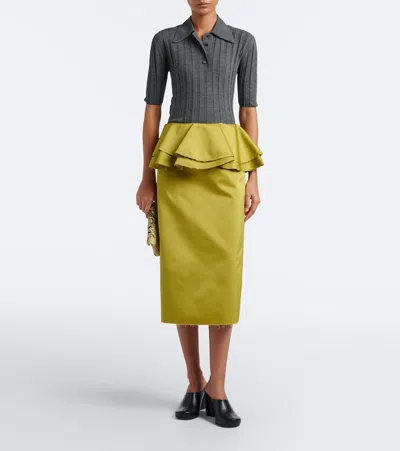 Plan C Wool Polo Sweater In Gray