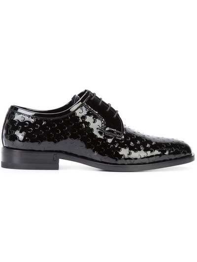 Saint Laurent Montaigne Perforated Patent-leather Derby Shoes In Black