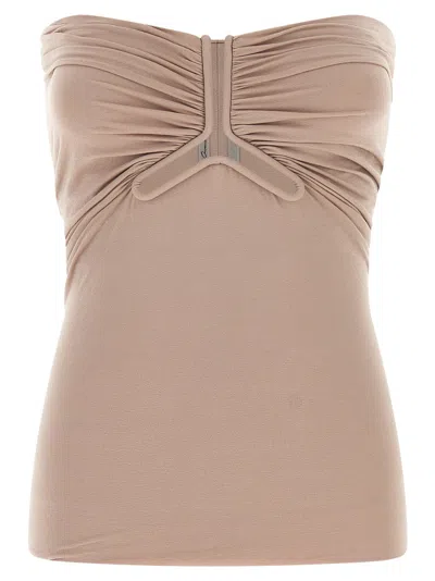 Rick Owens Pink Solid Strapless Top In Beige