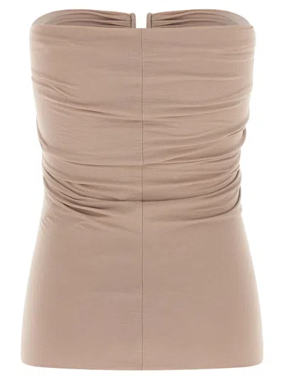 Rick Owens Pink Solid Strapless Top In Beige