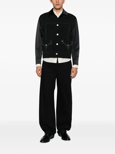 Junya Watanabe Black Drill Jacket With Wool Lining In Multi