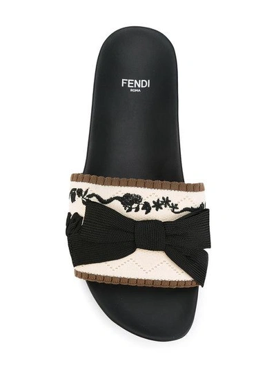 Shop Fendi Slides With Embroideries - Black