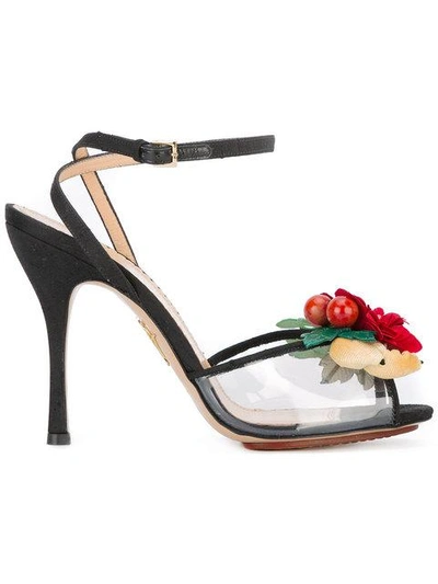 Shop Charlotte Olympia Floral Sandals In Black