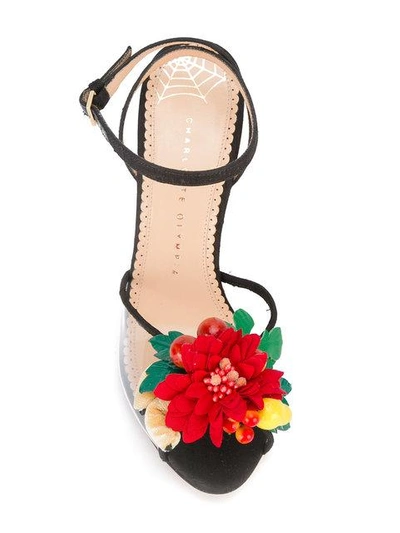 Shop Charlotte Olympia Floral Sandals In Black