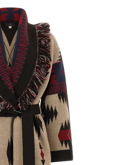 Alanui Icon Belted Coat Fringe Warm Design In Multi