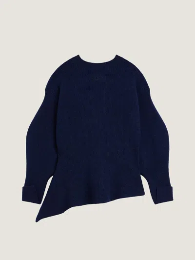 Givenchy Asymmetric Sweater In Wool And Cashmere In Blue