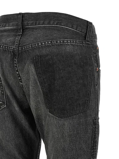 Junya Watanabe Patchwork Distressed Flared Jeans In Black