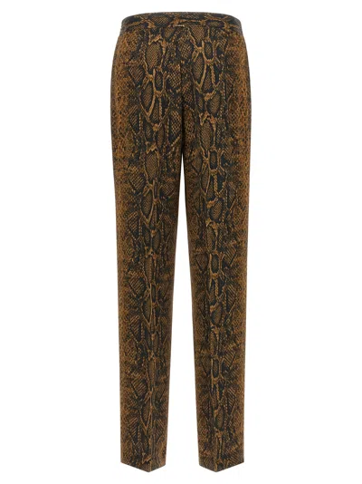 Twinset Python-print Wide-leg Trousers In Brown
