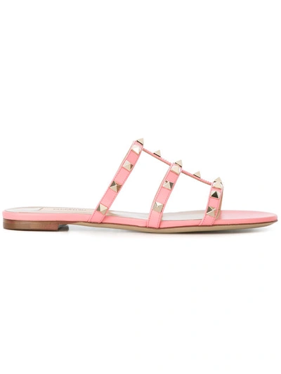 Valentino Garavani Rockstud Caged Sandal Slide In Pink