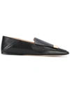 Sergio Rossi 10mm Metal Plaque Leather Loafers, Black