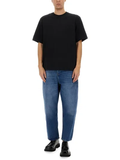 Studio Nicholson Lay Logo Detailed Crewneck T-shirt In Black