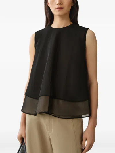 Less Double-layer Blouse In Black