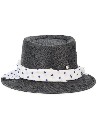 Shop Maison Michel 'ed' Straw Hat With Polka Dot Band In Black