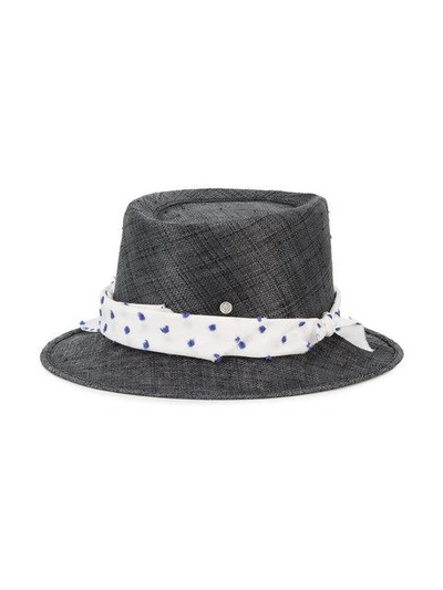 Shop Maison Michel 'ed' Straw Hat With Polka Dot Band In Black