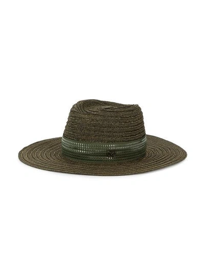 Shop Maison Michel Green Straw Charles Hat