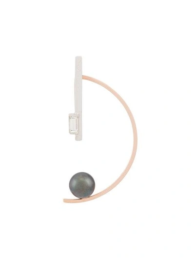 Shop Kova 18kt Gold Single Semi-circle Earring In Metallic
