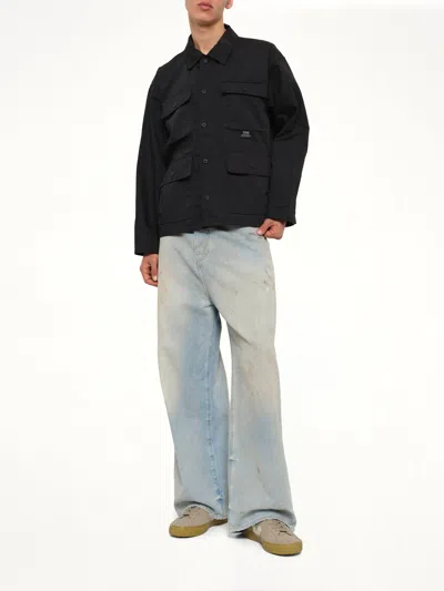 Taion Non Down Button-up Shirt Jacket In Black
