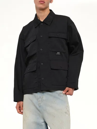 Taion Non Down Button-up Shirt Jacket In Black