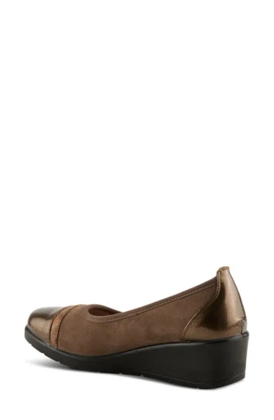 Flexus By Spring Step Macadi Cap Toe Platform Wedge Pump In Bronze Multi