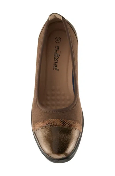 Flexus By Spring Step Macadi Cap Toe Platform Wedge Pump In Bronze Multi