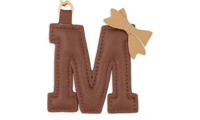 Leith Bow Initial Bag Charm In Brown