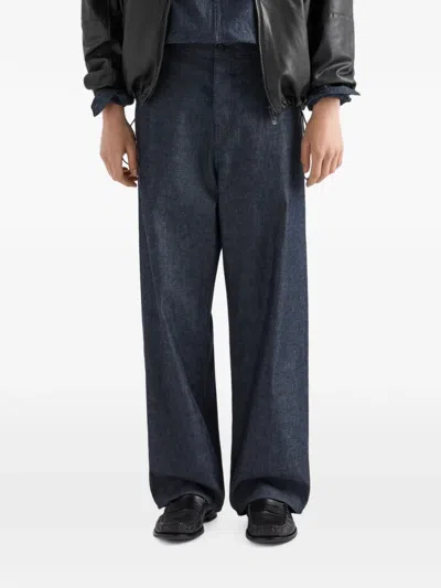 Prada Chambray Pants In Blue