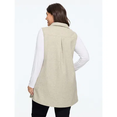 Bloomchic Solid Button‑front Sleeveless Jacket In Pumice Stone