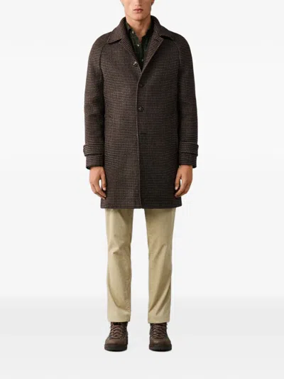 Hackett London Houndstooth-pattern Coat In Gray
