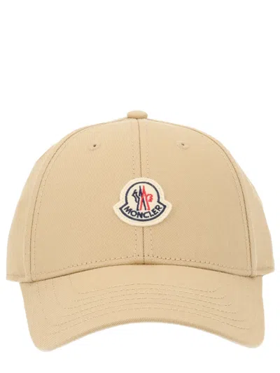 Moncler Monogram Logo Baseball Cap In Cotton For Women In Neutral