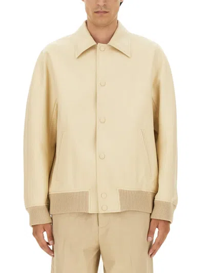 Lanvin Button-up Oversized Jacket With Design In Beige