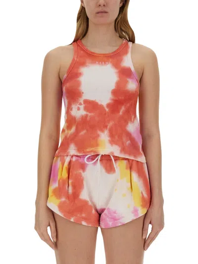 Msgm Tie-dye Sleeveless Drawstring Top In Multicolour