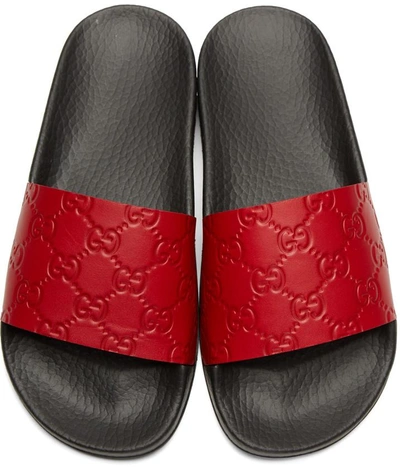 Shop Gucci Red Pursuit Trek Sandals