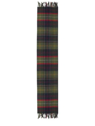 Barbour Tartan Wool Scarf With Fringed Hem In Multi