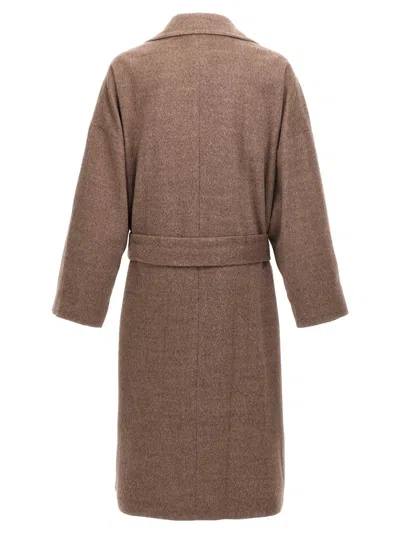 Etro Single-breasted Wool Coat In Taupe