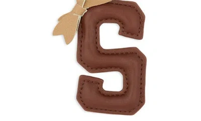 Leith Bow Initial Bag Charm In Brown