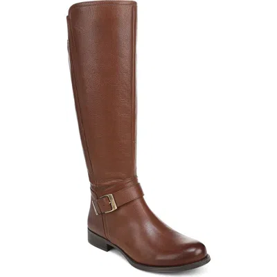 Naturalizer Juno Leather Riding Boot In Caramel Brown Leather
