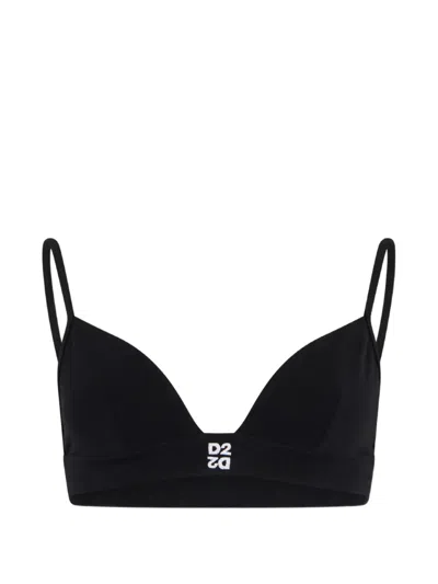 Dsquared2 Logo-patch Triangle Bra In Black