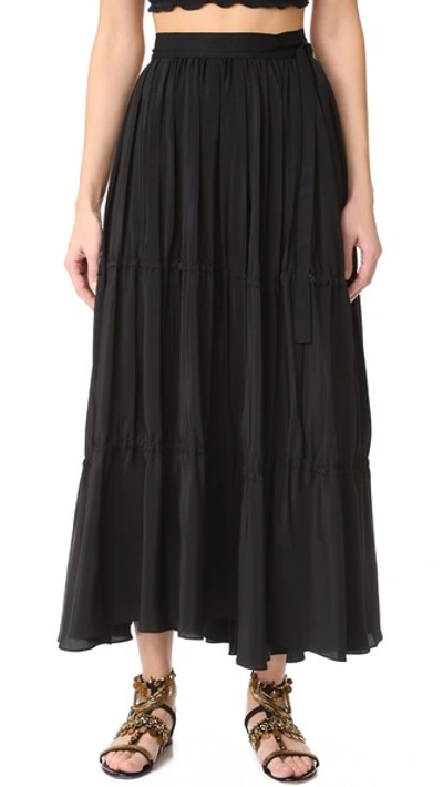 Tome Tiered Wrap Skirt In Black