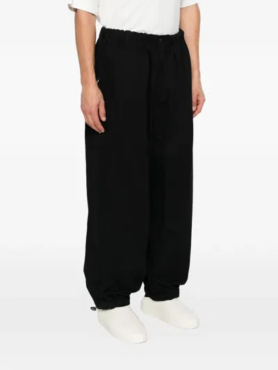 Entire Studios Elasticated Drawstring-hem Trousers In Black