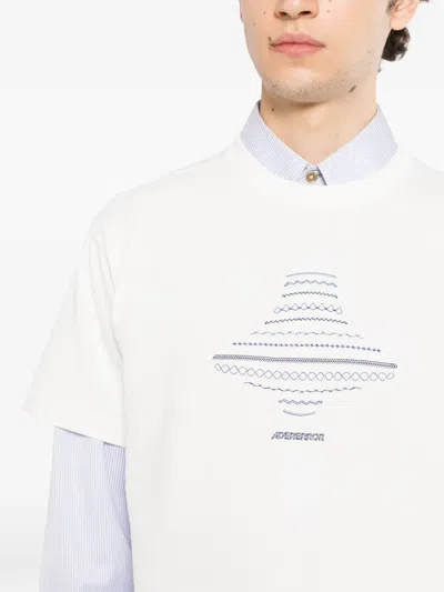 Ader Error Logo Embroidered T-shirt In White